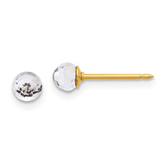 302E Inverness 14K Polished 4mm Crystal Faceted Ball Post Earrings