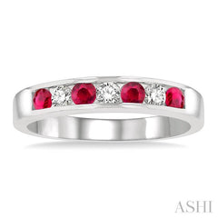 ASHI Channel Set Alternate Gemstone & Diamond Wedding Band 30317PPFXRBWG