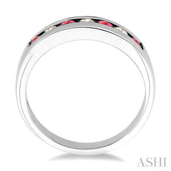 ASHI Channel Set Alternate Gemstone & Diamond Wedding Band 30317PPFXRBWG