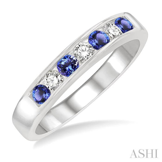 ASHI Channel Set Alternate Gemstone & Diamond Wedding Band 30317PPFXTZWG
