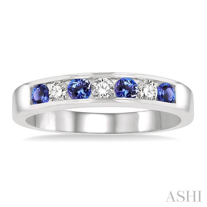 ASHI Channel Set Alternate Gemstone & Diamond Wedding Band 30317PPFXTZWG