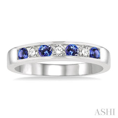 ASHI Channel Set Alternate Gemstone & Diamond Wedding Band 30317PPFXTZWG