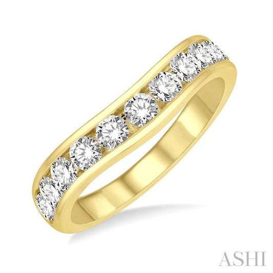 ASHI Channel Set Curved Diamond Wedding Band 30351PPFHYG