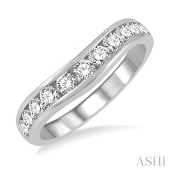 ASHI Channel Set Curved Diamond Wedding Band 30352PPFHWG