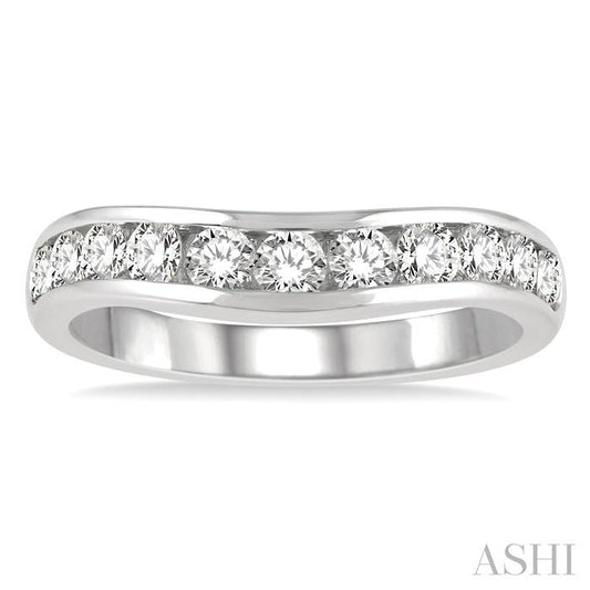 ASHI Channel Set Curved Diamond Wedding Band 30352PPFHWG