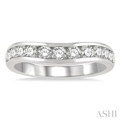 ASHI Channel Set Curved Diamond Wedding Band 30352PPFHWG