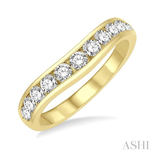 ASHI Channel Set Curved Diamond Wedding Band 30352PPFHYG