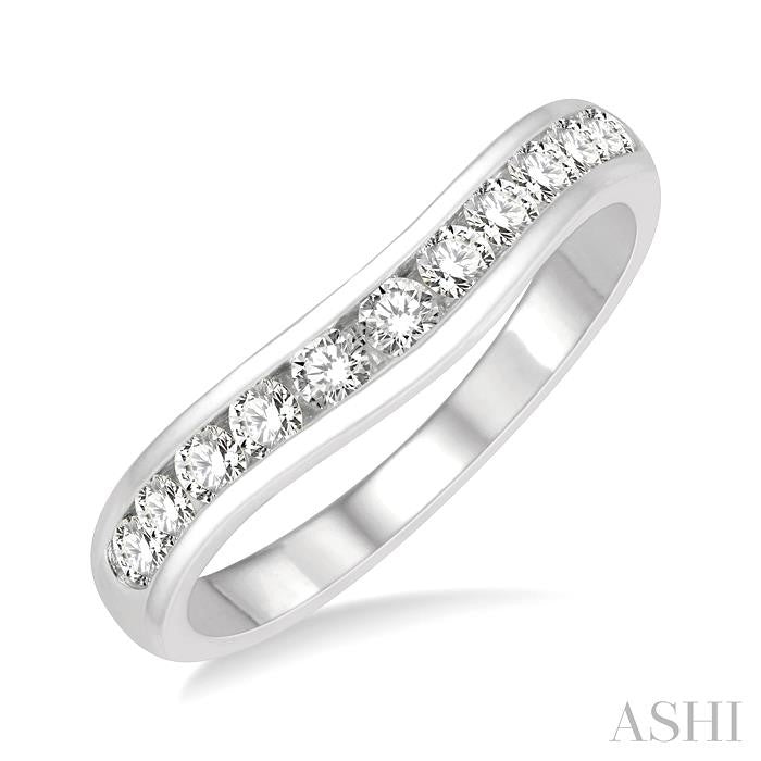 ASHI Channel Set Curved Diamond Wedding Band 30353PPFHWG
