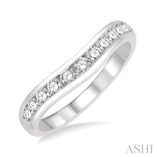 ASHI Channel Set Curved Diamond Wedding Band 30353PPFHWG