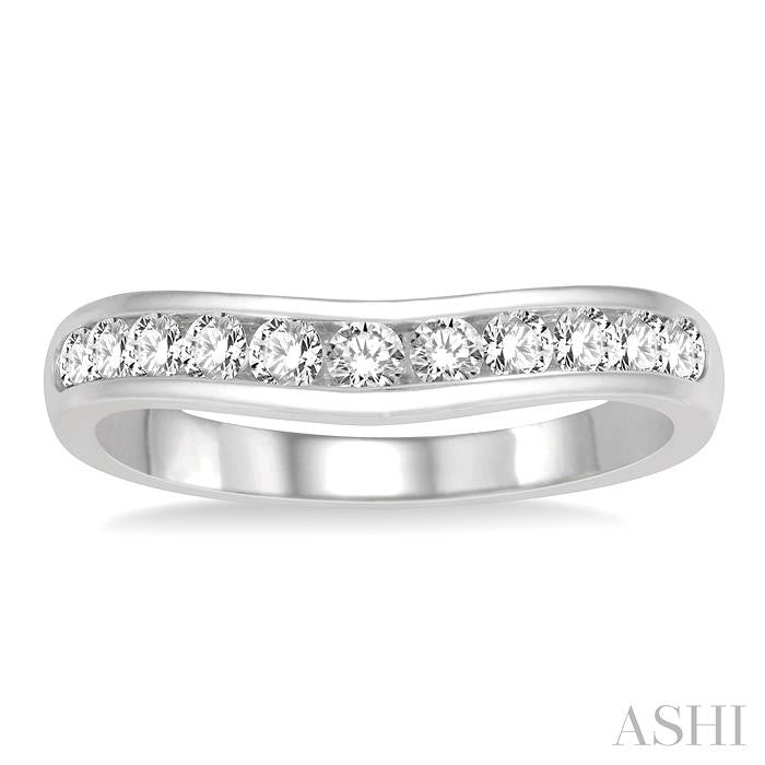 ASHI Channel Set Curved Diamond Wedding Band 30353PPFHWG