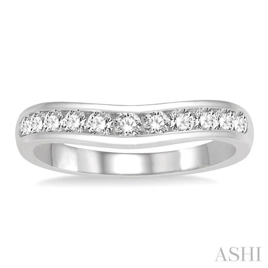 ASHI Channel Set Curved Diamond Wedding Band 30353PPFHWG