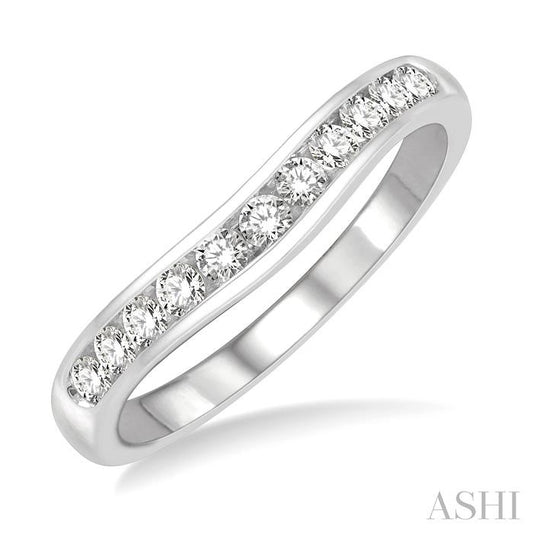 ASHI Channel Set Curved Diamond Wedding Band 30355PPFHWG
