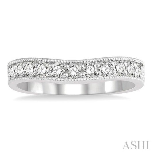 ASHI Curved Diamond Wedding Band 30363PPFHWG