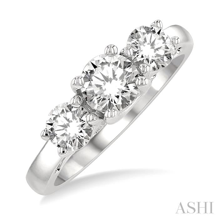 ASHI Round Shape Past Present & Future Diamond Engagement Ring 30410PPFGWG-1.50