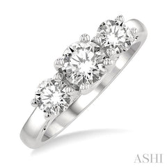 ASHI Round Shape Past Present & Future Diamond Engagement Ring 30410PPFGWG-1.50