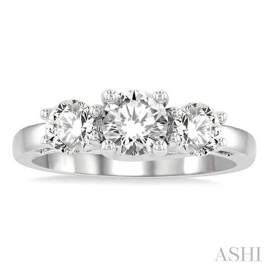 ASHI Round Shape Past Present & Future Diamond Engagement Ring 30410PPFGWG-1.50