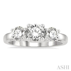 ASHI Round Shape Past Present & Future Diamond Engagement Ring 30410PPFGWG-1.50