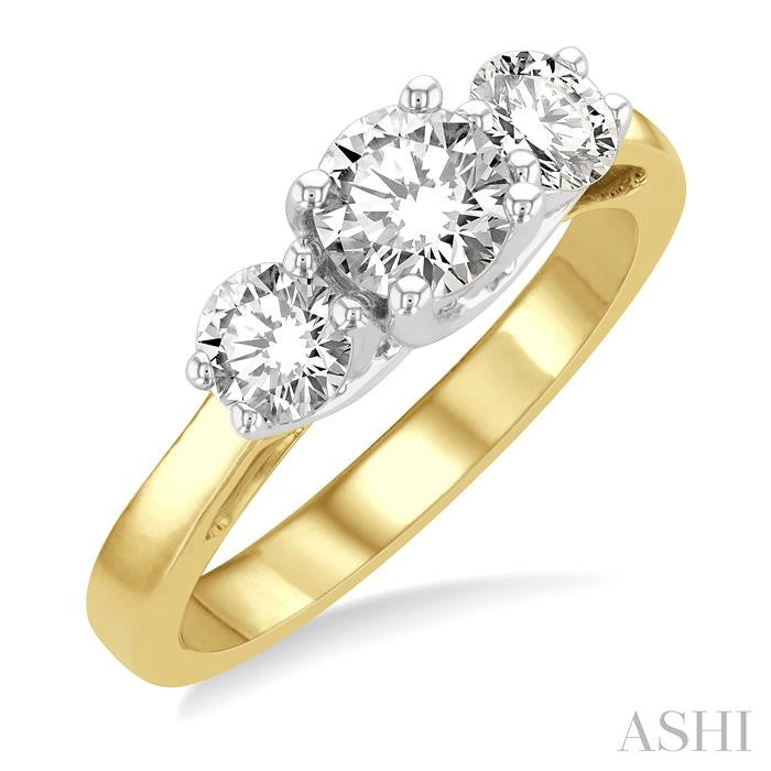 ASHI Round Shape Past Present & Future Diamond Engagement Ring 30410PPFGYW-1.25
