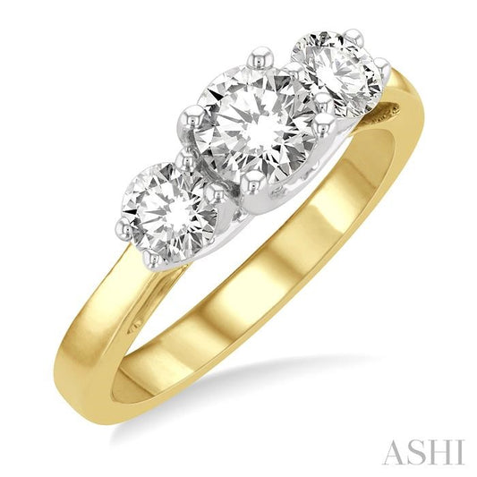 ASHI Round Shape Past Present & Future Diamond Engagement Ring 30410PPFGYW-1.25
