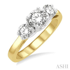 ASHI Round Shape Past Present & Future Diamond Engagement Ring 30410PPFGYW-1.25