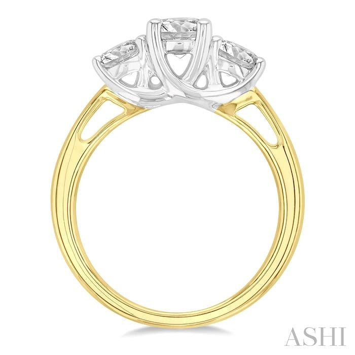 ASHI Round Shape Past Present & Future Diamond Engagement Ring 30410PPFGYW-1.25