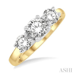 ASHI Round Shape Past Present & Future Diamond Engagement Ring 30410PPFGYW-1.50