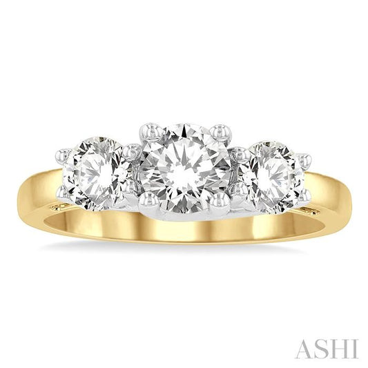 ASHI Round Shape Past Present & Future Diamond Engagement Ring 30410PPFGYW-1.50