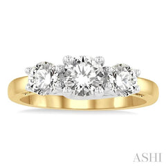 ASHI Round Shape Past Present & Future Diamond Engagement Ring 30410PPFGYW-1.50