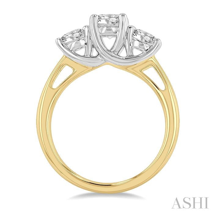 ASHI Round Shape Past Present & Future Diamond Engagement Ring 30410PPFGYW-1.50