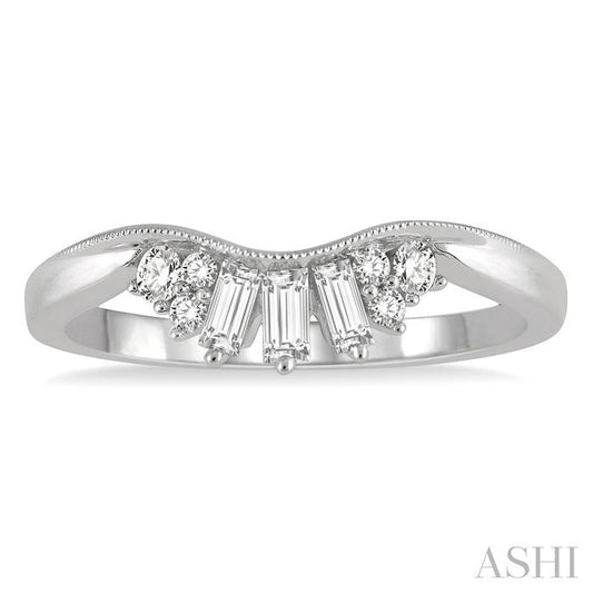 ASHI Curved Baguette Diamond Wedding Band 30426PPFHWG