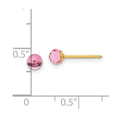 305E Inverness 14K Polished 4mm Pink Crystal Faceted Ball Earrings