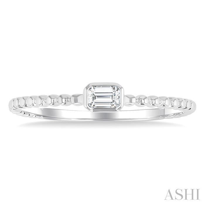 ASHI Emerald Shape East-West Bezel Set Petite Diamond Fashion Ring 309B8PPFGWG-OC