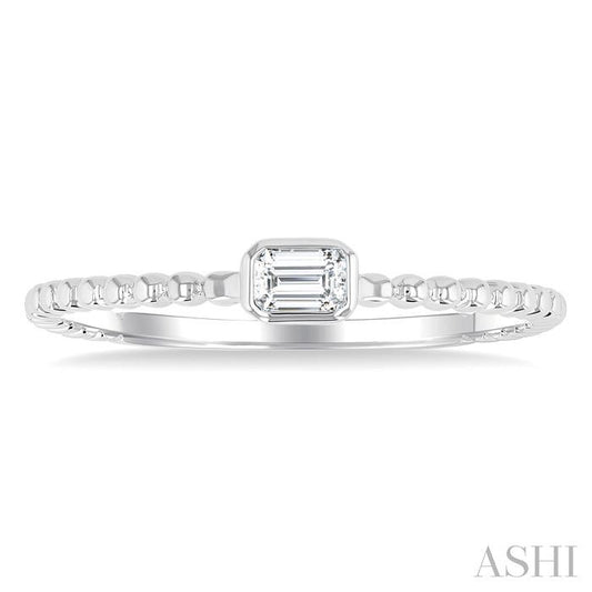 ASHI Emerald Shape East-West Bezel Set Petite Diamond Fashion Ring 309B8PPFGWG-OC