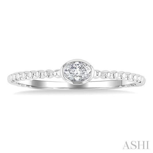 ASHI Oval Shape East-West Bezel Set Petite Diamond Fashion Ring 309B8PPFGWG-OV