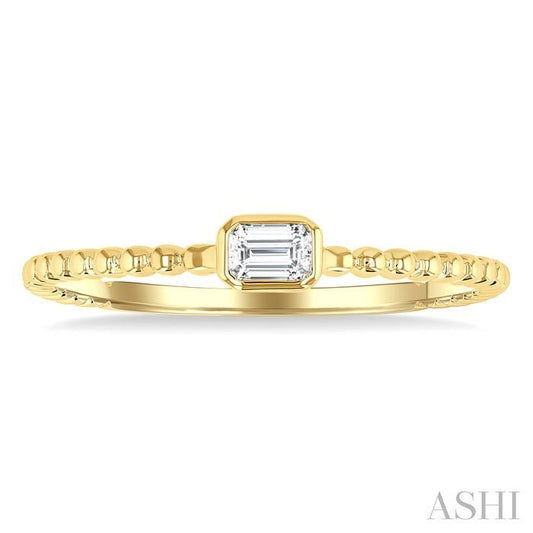 ASHI Emerald Shape East-West Bezel Set Petite Diamond Fashion Ring 309B8PPFGYG-OC