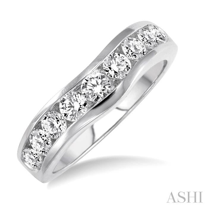 ASHI Channel Set Curved Diamond Wedding Band 31141PPFCW