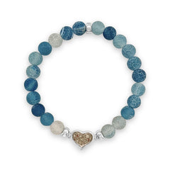 Ocean City Collection Blue Agate Beaded Stretch Bracelet