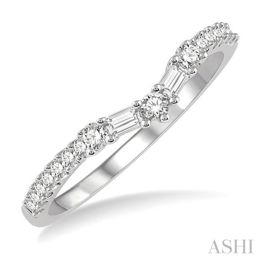 ASHI Chevron Baguette Diamond Wedding Band 31415PPFHWG