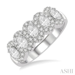 ASHI Oval Shape 5 Stone Halo Half Eternity Diamond Wedding Band 314E1PPFGWG