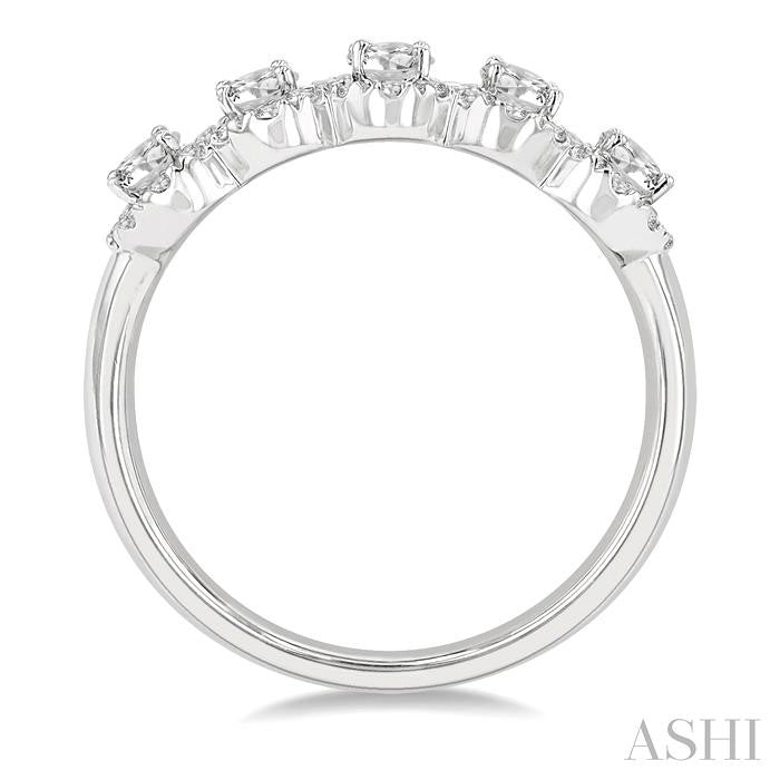 ASHI Oval Shape 5 Stone Halo Half Eternity Diamond Wedding Band 314E1PPFGWG