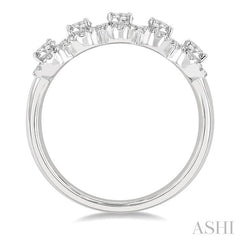 ASHI Oval Shape 5 Stone Halo Half Eternity Diamond Wedding Band 314E1PPFGWG