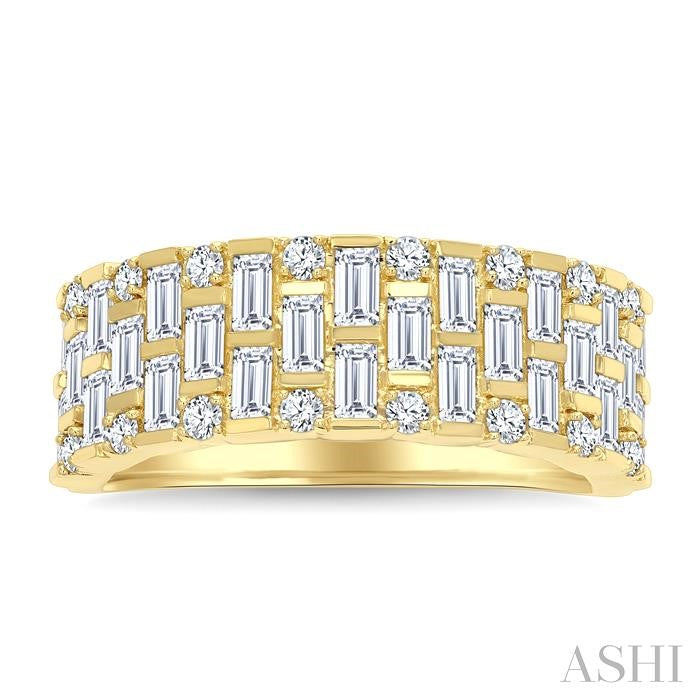 ASHI Grid Baguette Diamond Fashion Band 31510PPFGYG-1.10