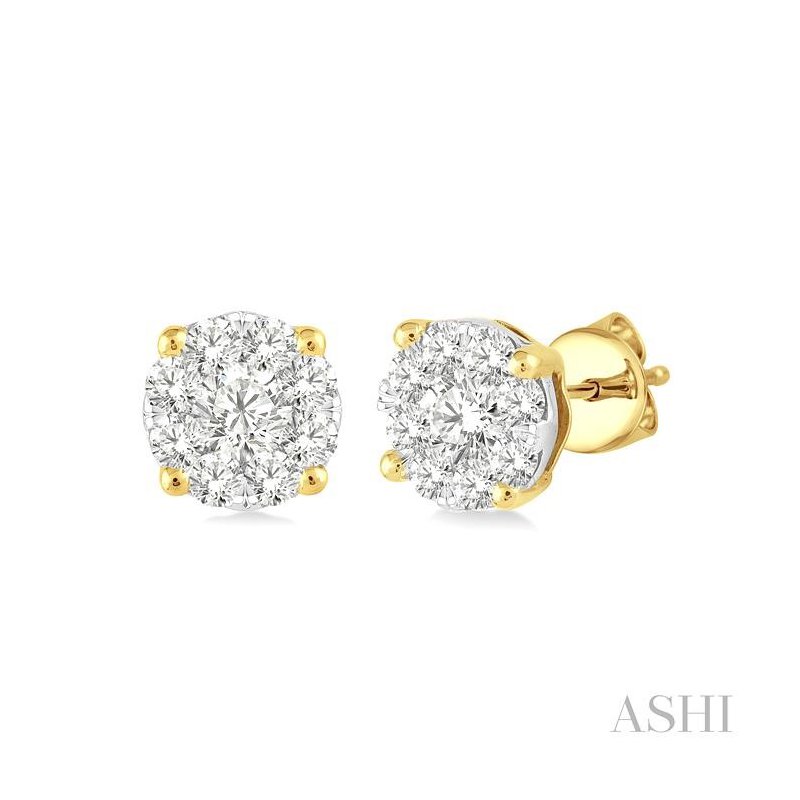 ASHI Round Shape Lovebright Essential Diamond Stud Earrings 91755PPFGERYW