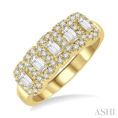 ASHI Emerald Shape 5 Stone Halo Half Eternity Diamond Wedding Band 315E1PPFHYG