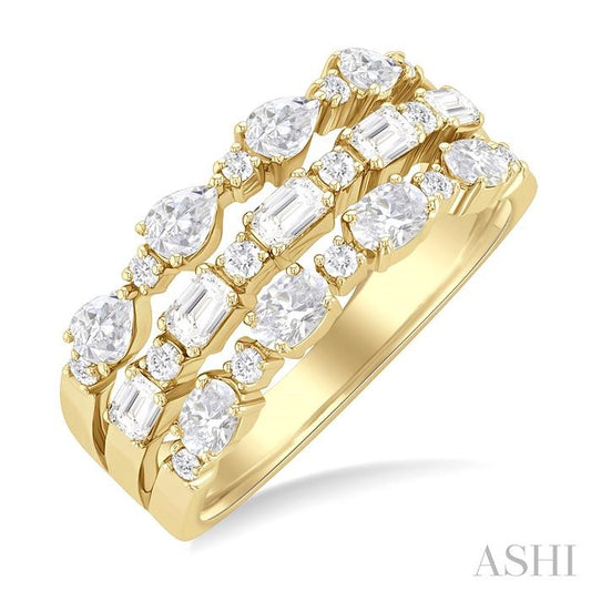 ASHI Bold Mixed Shape Three Row Diamond Fashion Band 31640PPFGYG-1.50