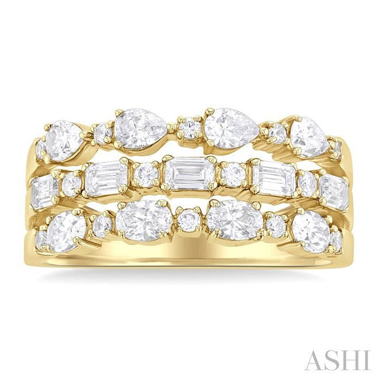 ASHI Bold Mixed Shape Three Row Diamond Fashion Band 31640PPFGYG-1.50