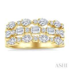 ASHI Bold Mixed Shape Three Row Diamond Fashion Band 31640PPFHYG-1.50