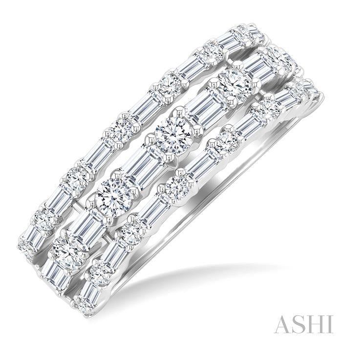 ASHI Three Row Baguette Diamond Fashion Band 31660PPFHWG-1.50