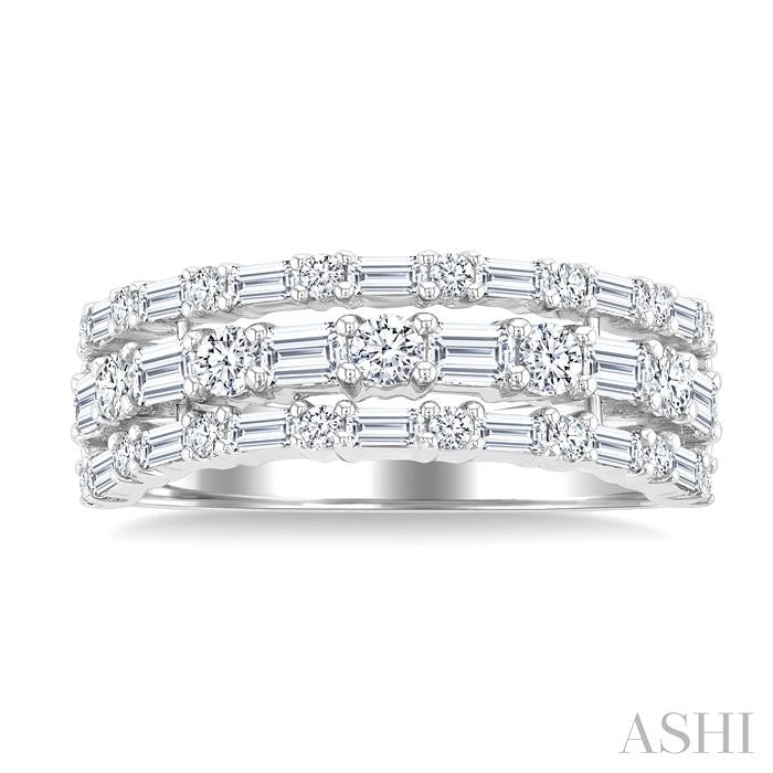ASHI Three Row Baguette Diamond Fashion Band 31660PPFHWG-1.50