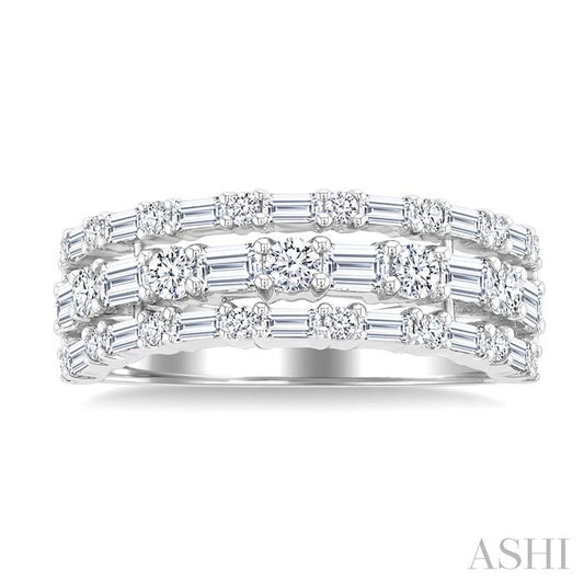 ASHI Three Row Baguette Diamond Fashion Band 31660PPFHWG-1.50